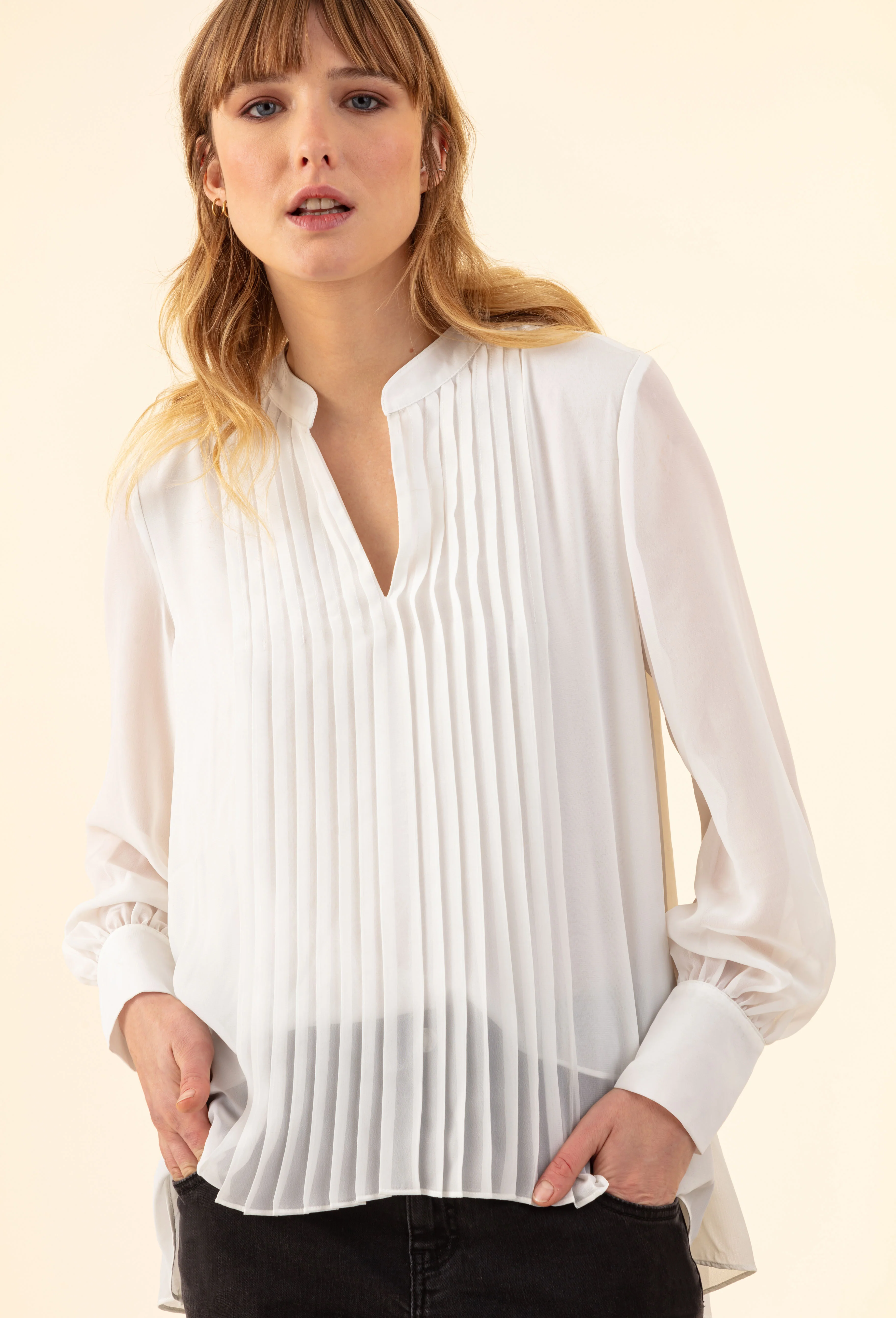 Blouse plissée Bobby blanche - Image 2