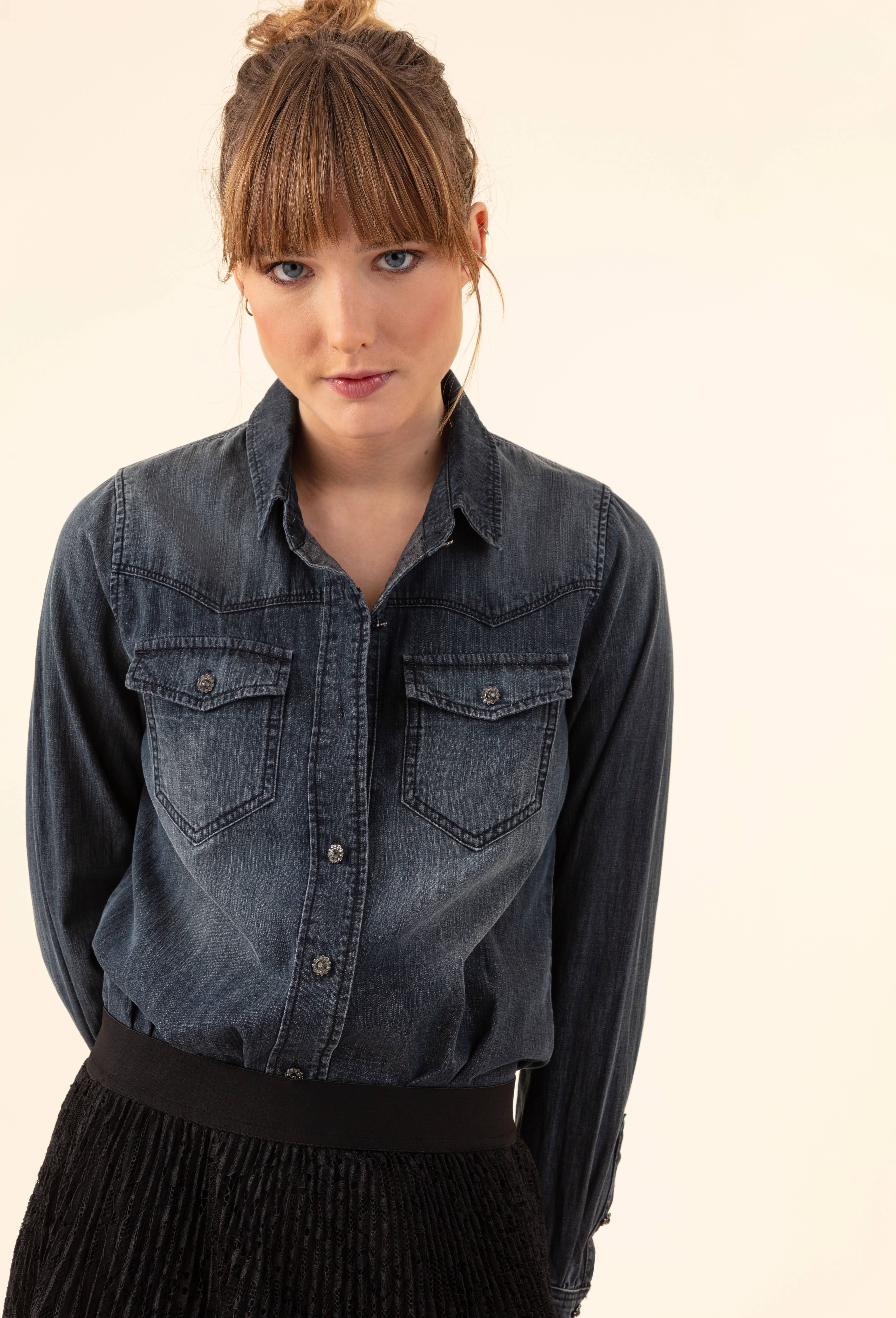 Chemise en jean gris Petula 100% coton