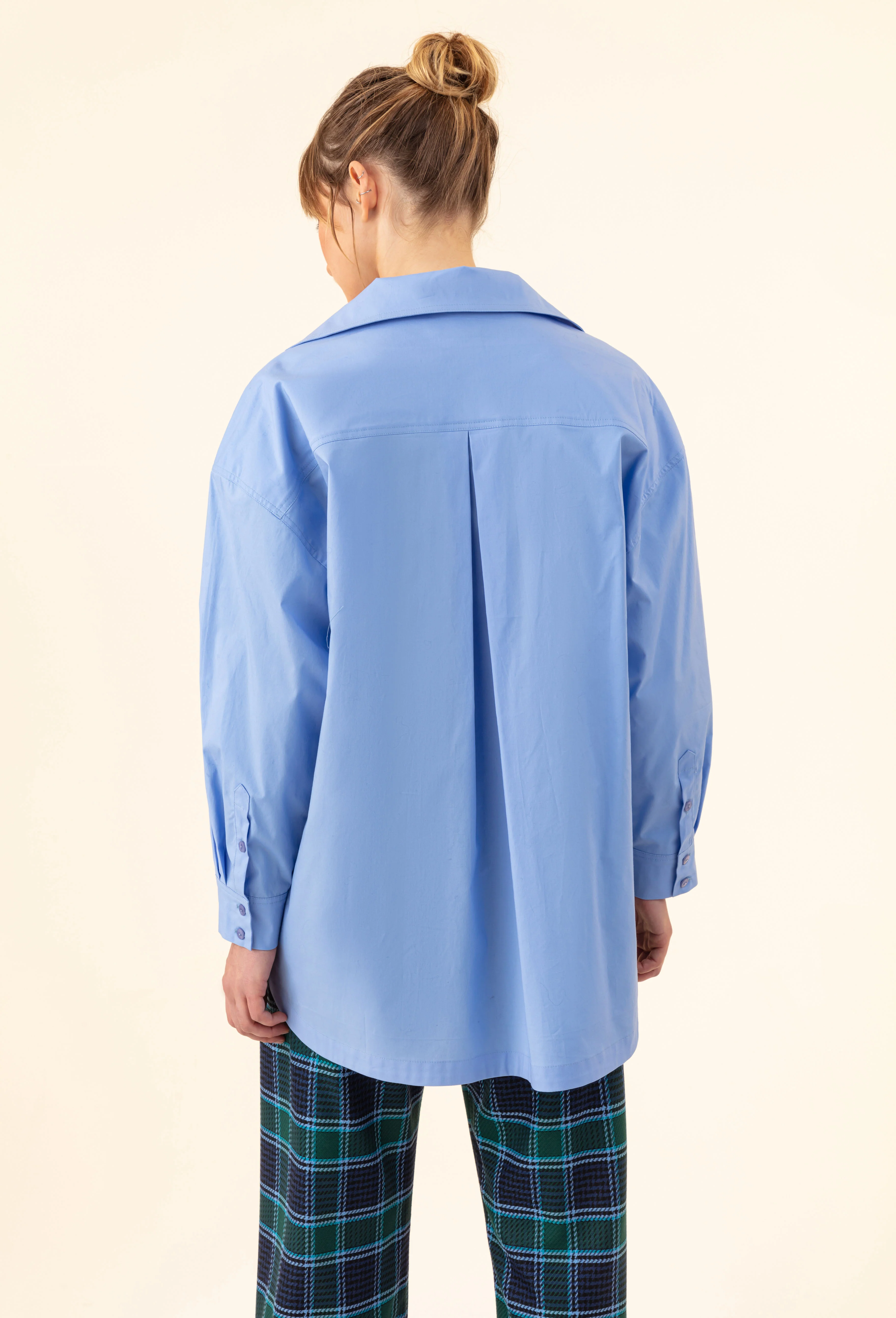 Chemise oversize Norse en popeline bleue - Image 3