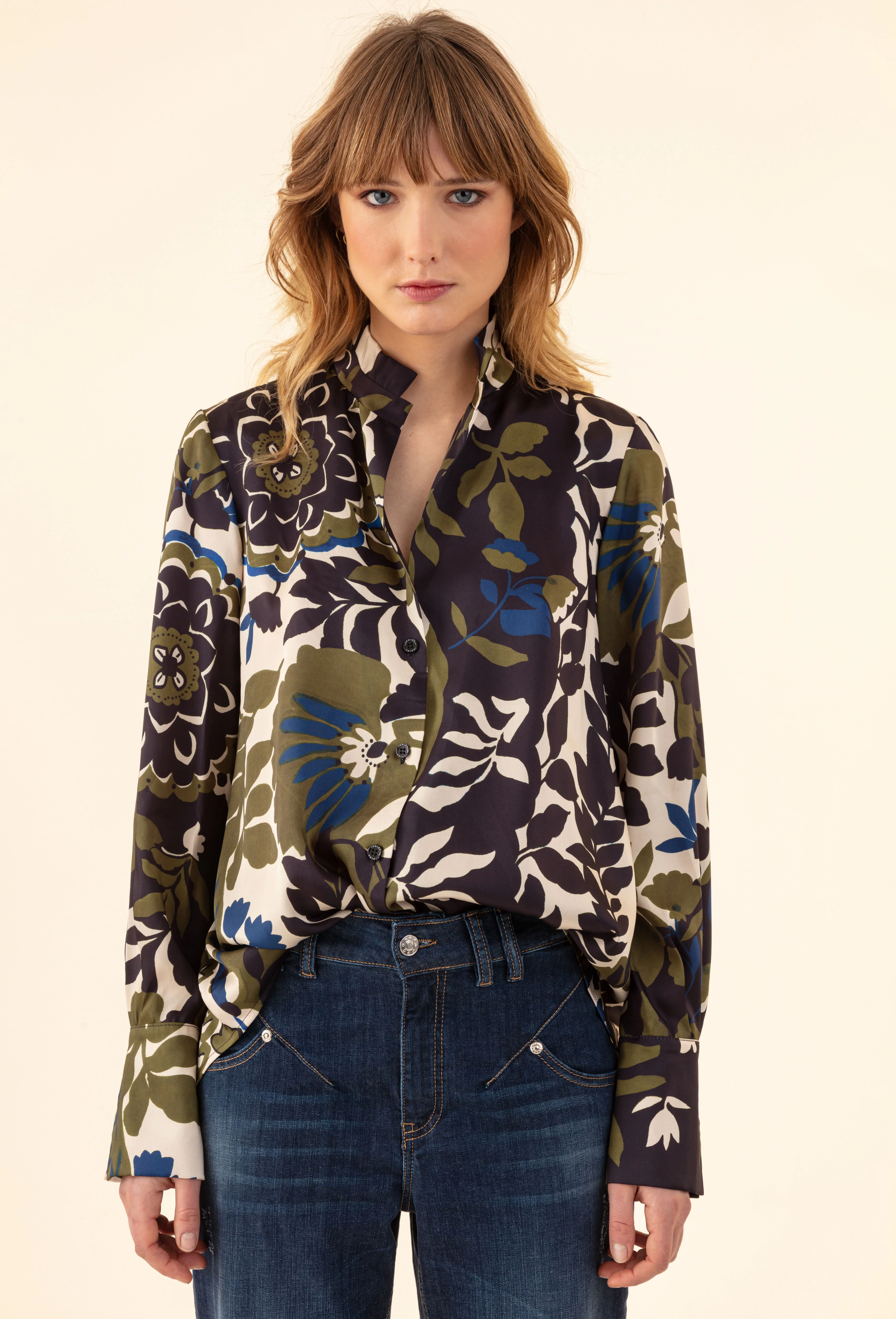Chemise Queen satinée imprimé fleuri