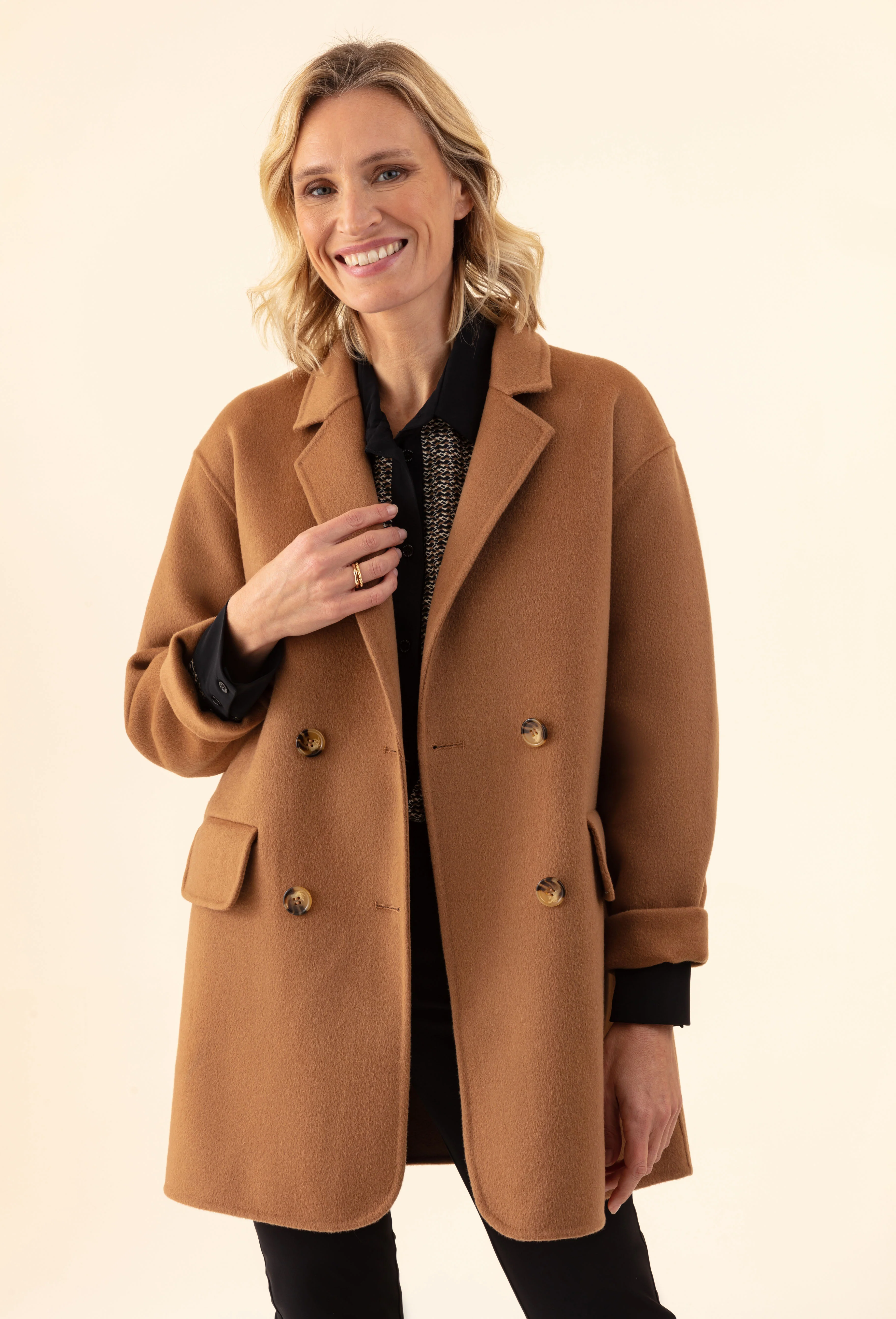 Manteau double face Amalia camel 100% laine