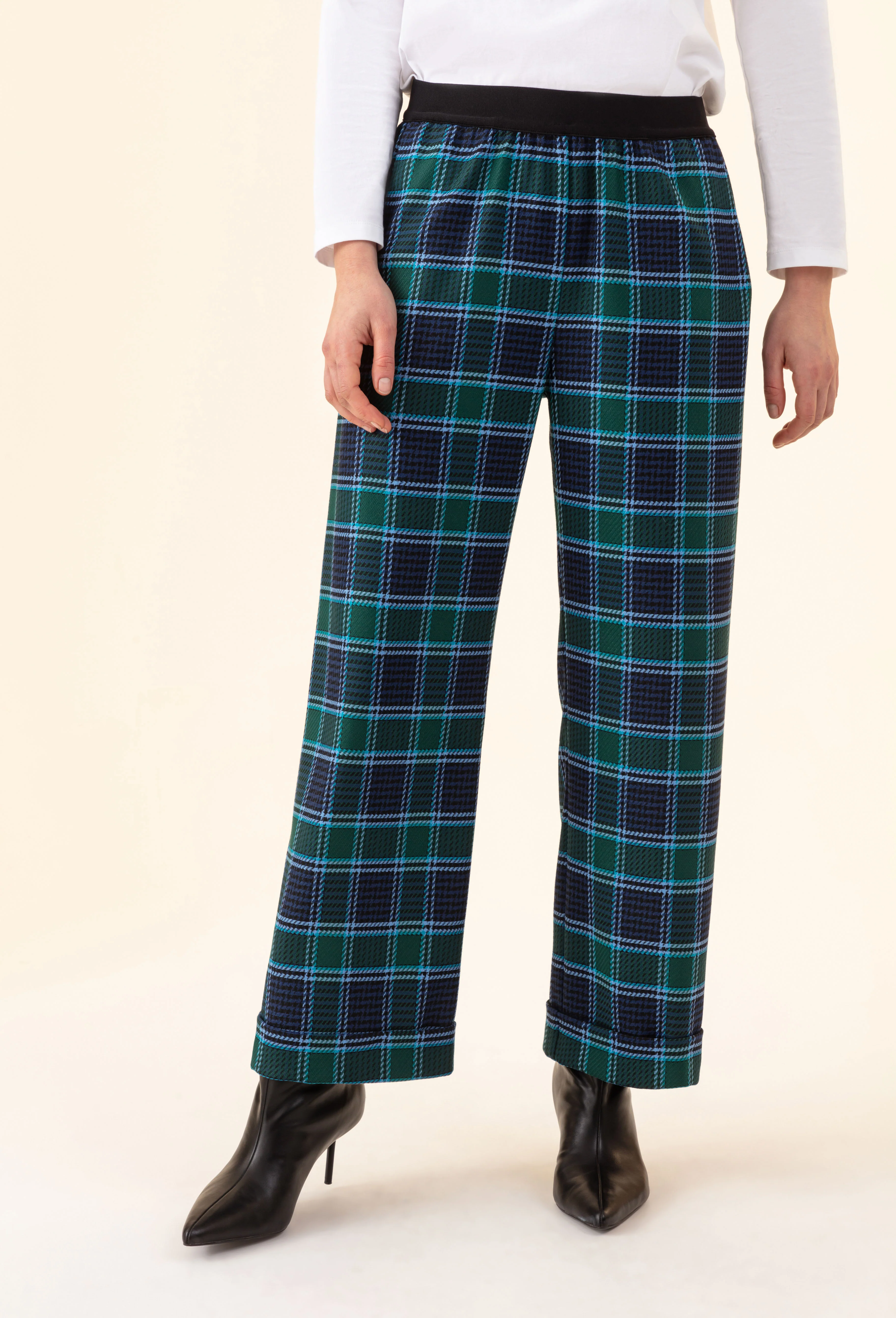 Pantalon large Axel imprimé tartan bleu - Image 2