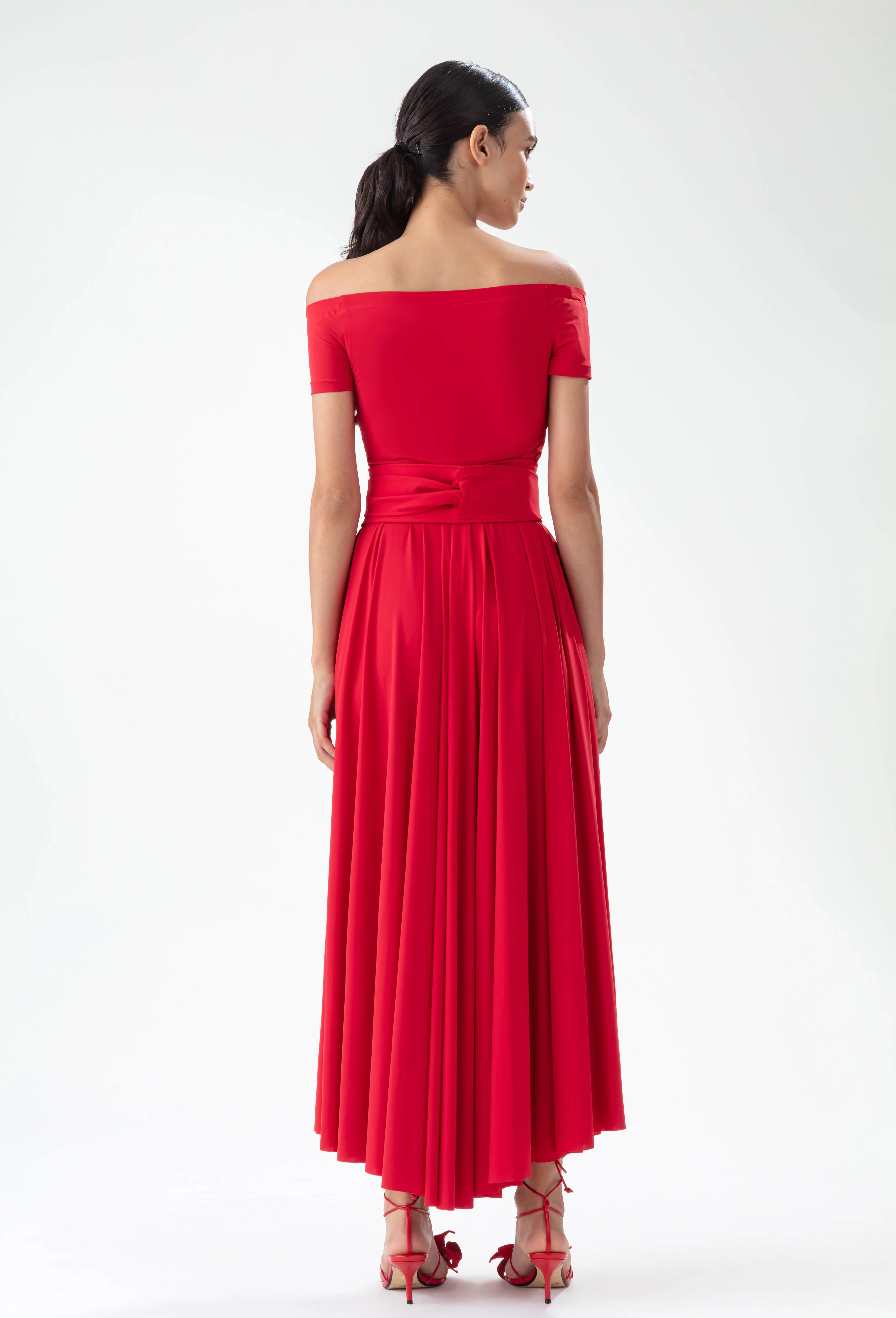 Robe longue EUGENIA rouge coquelicot