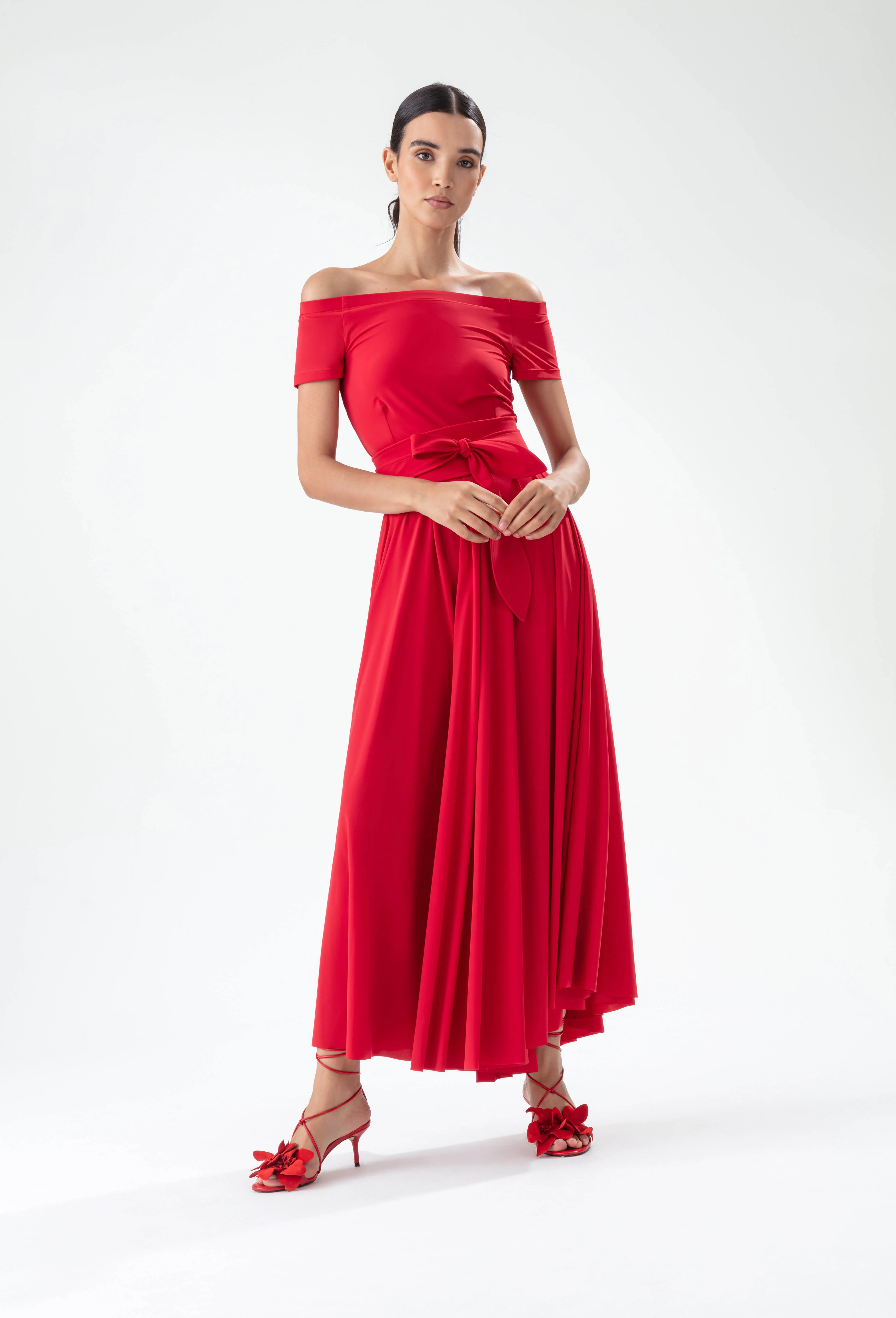 Robe longue EUGENIA rouge coquelicot - Image 2
